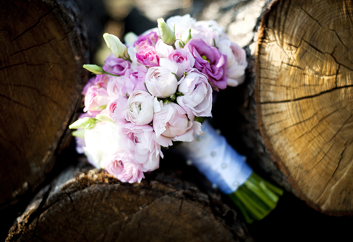 Close up of beautiful floral wedding bouquet