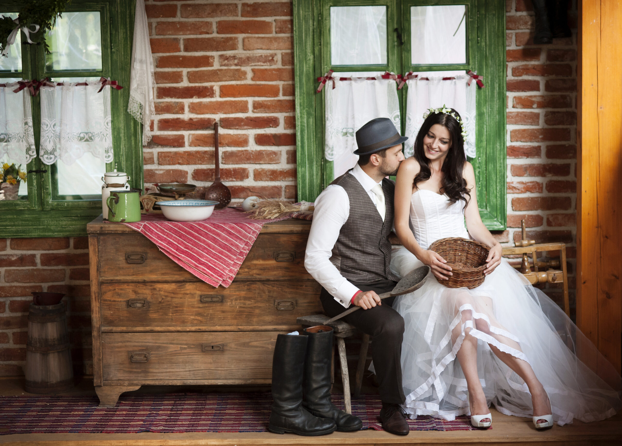 Beautiful bride and their country style wedding